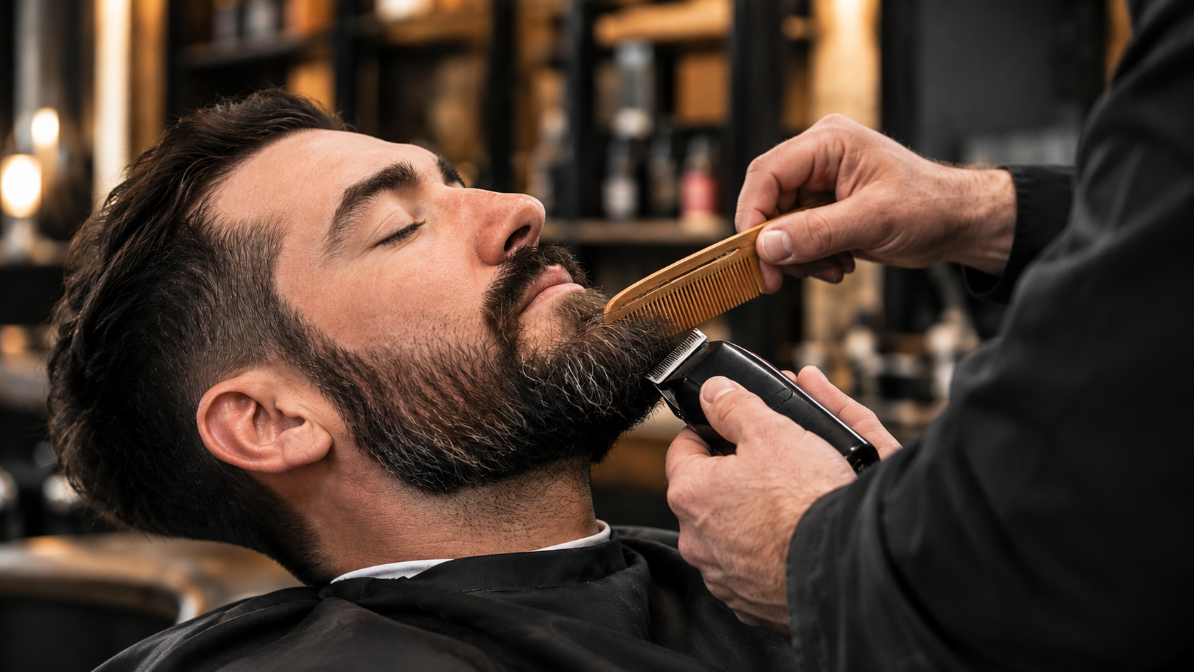 Formation barbier en ligne : taille de barbe avec un barbier professionnel