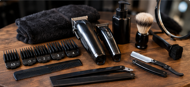 Outils et matériel de barbier pour réaliser un dégradé américain